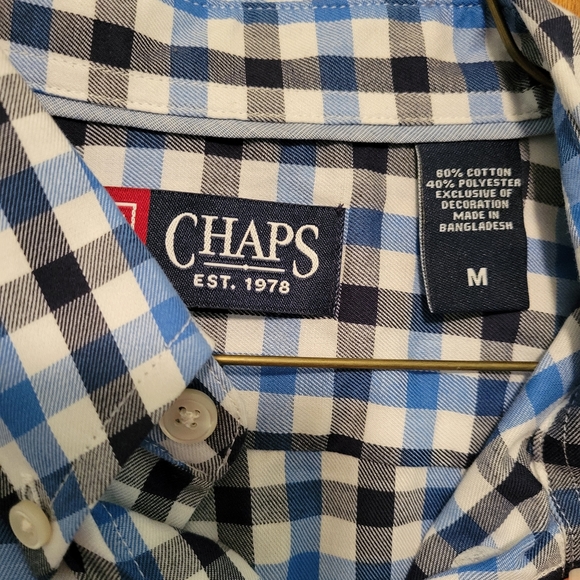 CHAPS NWT Blue Black and White Button down shirt - Picture 2 of 10